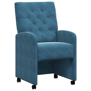 vidaXL Chaises de Salle &agrave; Manger avec Roues 2 pc Velours Bleu