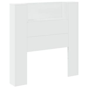 vidaXL T&ecirc;te de lit de rangement avec LED Blanc Bois d'ing&eacute;nierie