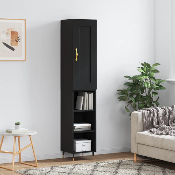 vidaXL Buffet haut Noir 34,5x34x180 cm Bois d'ing&eacute;nierie