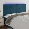 vidaXL T&ecirc;te de lit &agrave; LED Bleu fonc&eacute; 160x5x118/128 cm Velours