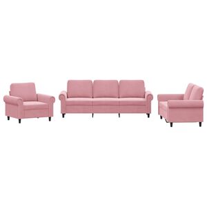 vidaXL Ensemble de canap&eacute;s 3 pcs avec coussins Rose Velours