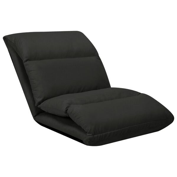 vidaXL Chaise pliable de sol Noir Microfibre