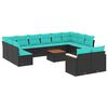 vidaXL Ensemble de canap&eacute; de jardin 13 pcs avec coussins noir r&eacute;sine tress&eacute;e