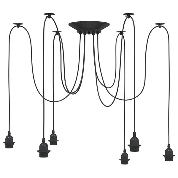 VidaXL Lampe suspendue avec 6 porte-lampes E27 noir métal