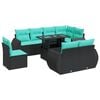 vidaXL Salon de jardin avec coussins 9 pcs noir r&eacute;sine tress&eacute;e acacia