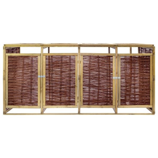 vidaXL Abri de poubelle quadruple Pin&egrave;de et osier