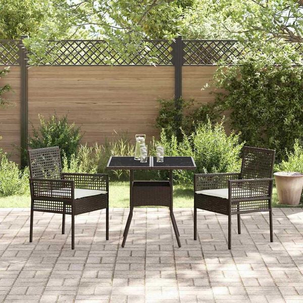 vidaXL Ensemble de salle à manger pour jardin 3 pcs Marron Poly rotin