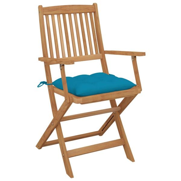 vidaXL Chaises pliables de jardin lot de 4 avec coussins Bois d'acacia
