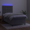 vidaXL Sommier à lattes de lit et matelas et LED Gris clair 90x190 cm