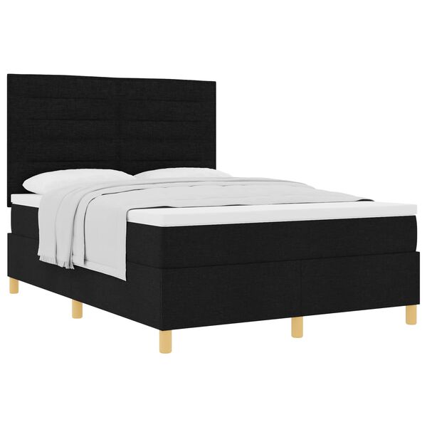 vidaXL Lit &agrave; ressorts avec matelas Noir 140 x 190 cm tissu