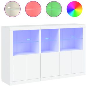 vidaXL Buffet avec lumi&egrave;res LED blanc 162x37x100 cm