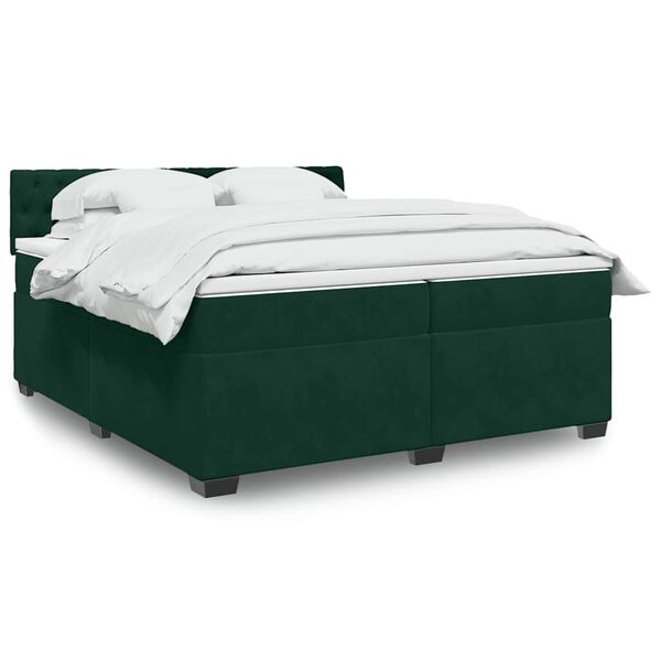 vidaXL Sommier &agrave; lattes de lit et matelas Vert fonc&eacute; 200x200cm Velours