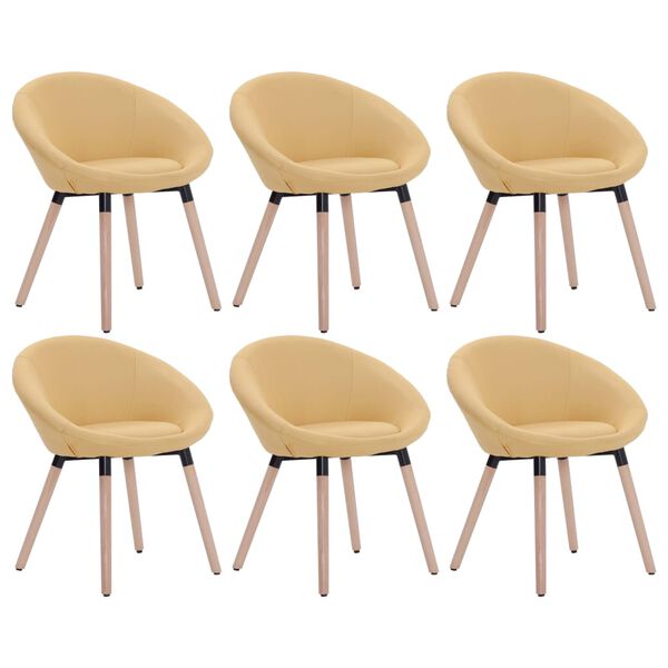 vidaXL Chaises &agrave; manger lot de 6 jaune tissu