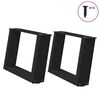vidaXL Pieds de table basse en U, 2 pi&egrave;ces, noir, 40 x (30-31) cm, acier