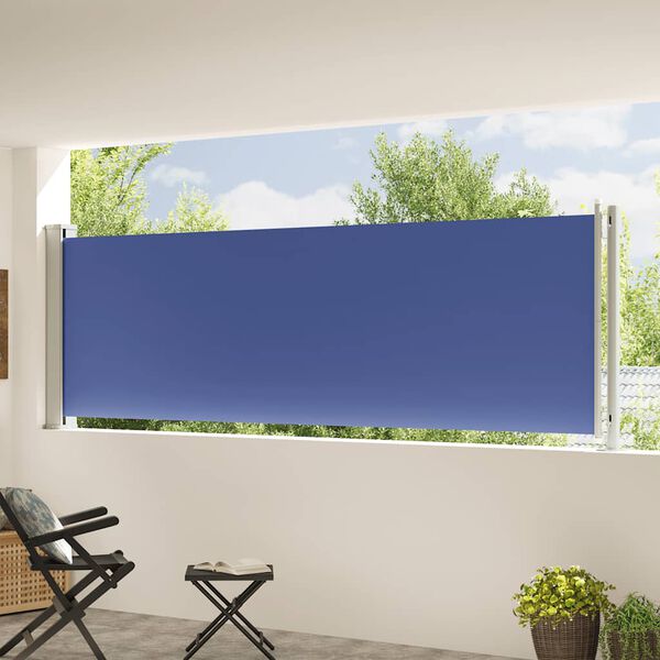 vidaXL Auvent lat&eacute;ral r&eacute;tractable de patio 117x600 cm Bleu