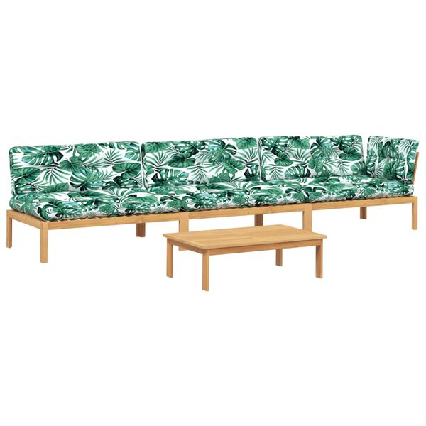vidaXL Salon palette de jardin avec coussins 4pcs bois d'acacia massif
