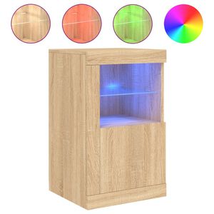 vidaXL Armoire lat&eacute;rale avec lumi&egrave;res LED ch&ecirc;ne sonoma