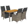 vidaXL Ensemble de bistro de jardin 5 pcs coussins gris poly rotin