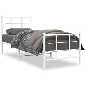 vidaXL Cadre de lit m&eacute;tal sans matelas avec pied de lit blanc 80x200cm