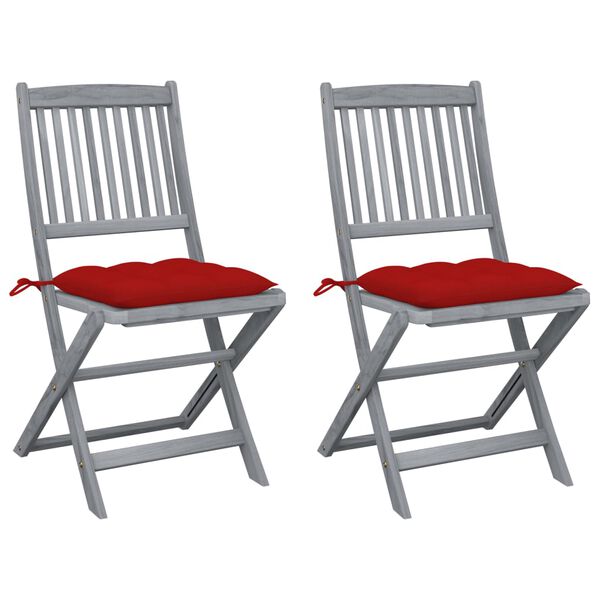 vidaXL Chaises pliables d'ext&eacute;rieur lot de 2 et coussins Bois d'acacia