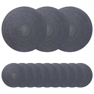 vidaXL Placemets en jute 12 pc Gris fonc&eacute; 100 % jute Tossa