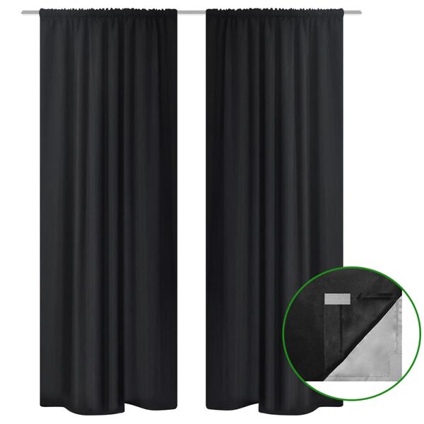 vidaXL Rideau occultant 2 pcs à double couche 140 x 245 cm Noir