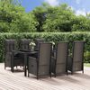 vidaXL Ensemble &agrave; manger jardin et coussins 7 pcs Noir et gris Rotin