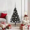 vidaXL Sapin de No&euml;l artificiel pr&eacute;-&eacute;clair&eacute; Noir 120 cm PVC