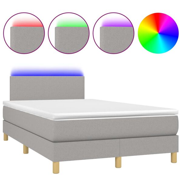 vidaXL Sommier &agrave; lattes de lit matelas LED Gris clair 120x200 cm Tissu