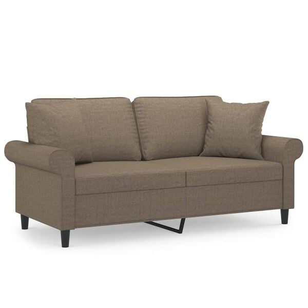 vidaXL Canap&eacute; 2 places et oreillers et coussins Taupe 140 cm Tissu