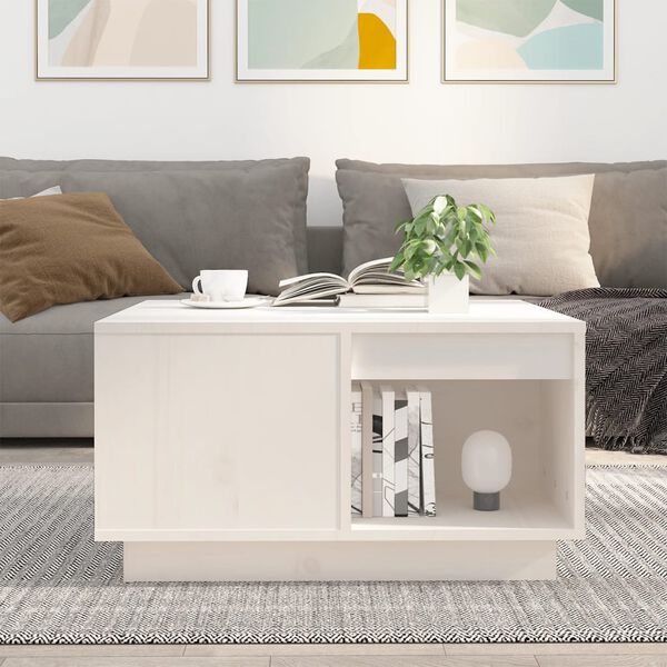 vidaXL Table basse Blanc 60x61x32,5 cm Bois massif de pin