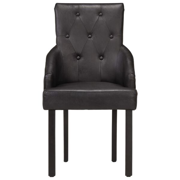 vidaXL Chaises &agrave; manger lot de 6 noir cuir de ch&egrave;vre v&eacute;ritable