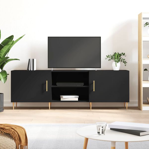 vidaXL Meuble TV noir 150x30x50 cm bois d'ing&eacute;nierie