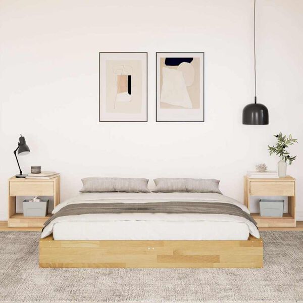 vidaXL Cadre de lit sans matelas 150x200 cm bois massif de ch&ecirc;ne