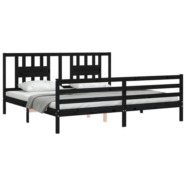 vidaXL Cadre de lit sans matelas noir 200x200 cm bois massif