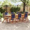vidaXL Ensemble &agrave; manger de jardin 9pcs bois d'acacia solide textil&egrave;ne