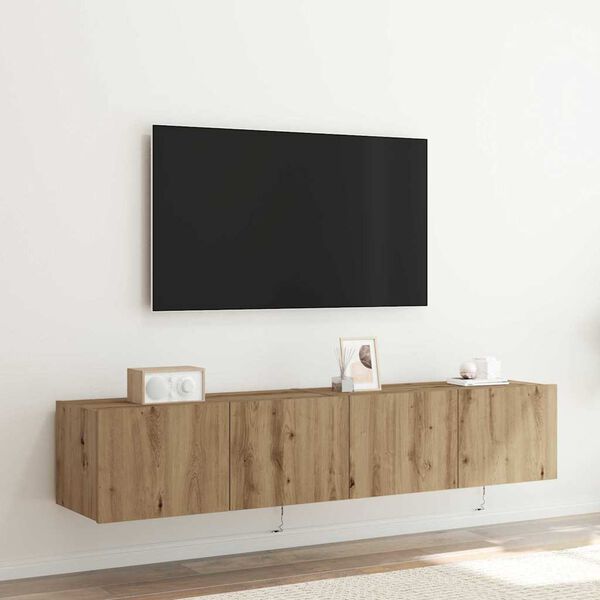 vidaXL Meuble TV mural 2 pcs Ch&ecirc;ne artisanal 80 x 35 x 31 cm