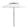 vidaXL Parasol &agrave; deux &eacute;tages avec poteau en bois blanc cr&egrave;me