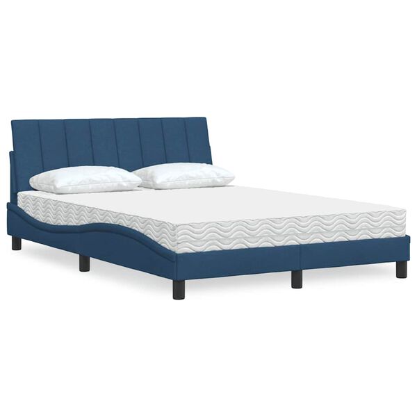 vidaXL Lit avec matelas Hanko bleu 140x200 cm tissu