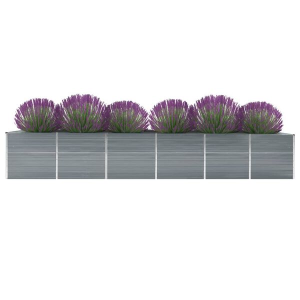 vidaXL Lit sur&eacute;lev&eacute; de jardin Acier galvanis&eacute; 480x80x77 cm Gris