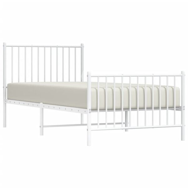 vidaXL Cadre de lit métal sans matelas avec pied de lit blanc 90x200cm