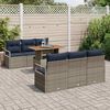 vidaXL Ensemble de canap&eacute; de jardin 7 pcs gris et bleu marine