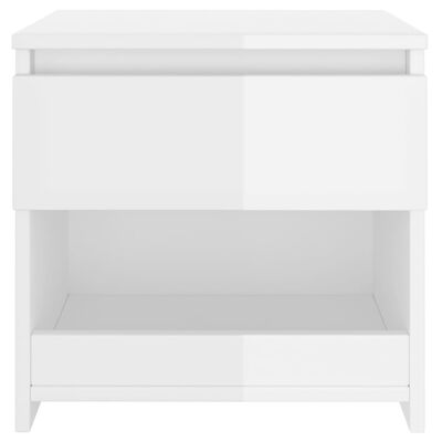 vidaXL Table de chevet blanc brillant 40x30x39 cm bois d’ingénierie