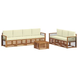 vidaXL Ensembles de canap&eacute;s 8 pc Naturel et Cr&egrave;me Bois d'Acacia Massif