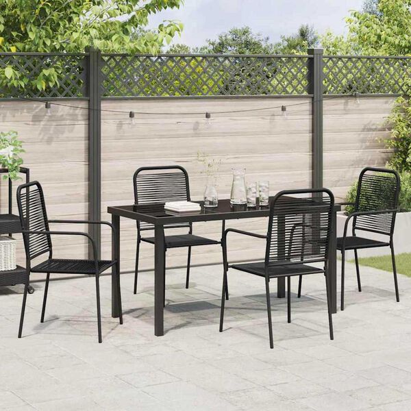 vidaXL Ensemble de salle &agrave; manger pour jardin 5 pcs Noir
