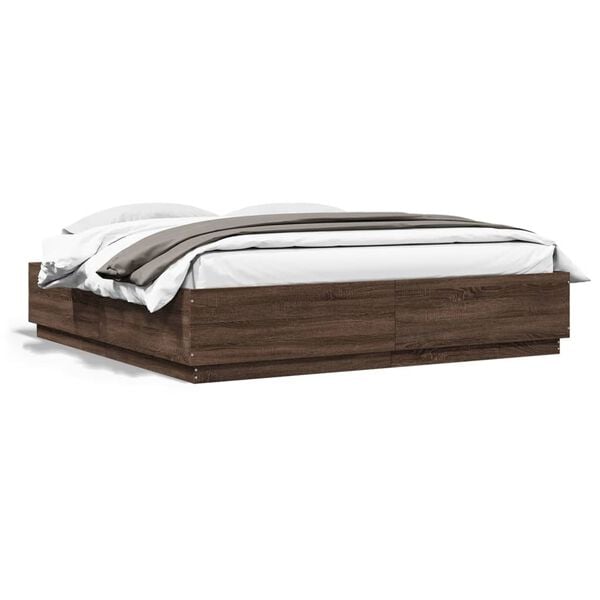 vidaXL Cadre de lit sans matelas ch&ecirc;ne marron 200x200 cm