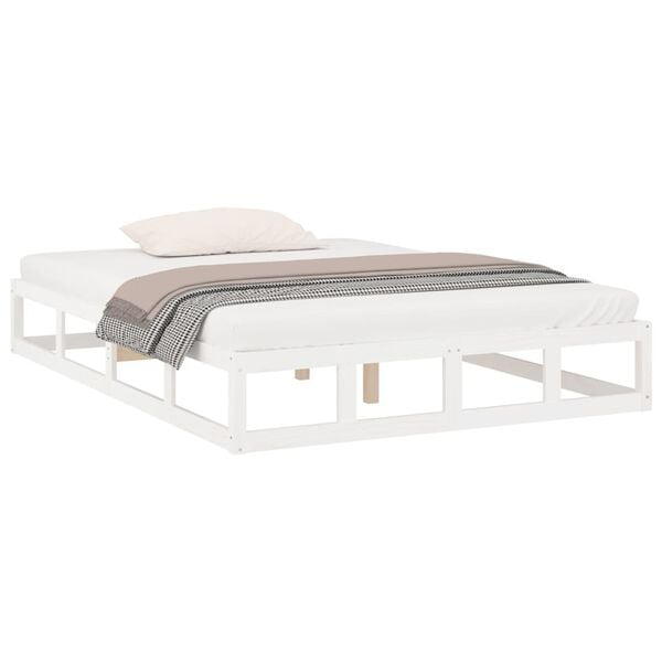 vidaXL Cadre de lit sans matelas blanc 200x200 cm bois massif