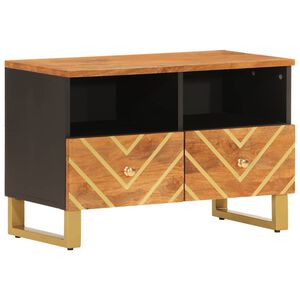 vidaXL Meuble TV marron et noir 70x33,5x46 cm bois massif de manguier