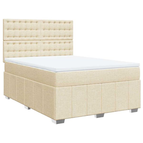 vidaXL Sommier &agrave; lattes de lit avec matelas Cr&egrave;me 140x190 cm Tissu
