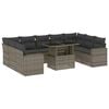 vidaXL Salon de jardin avec coussins 10 pcs gris r&eacute;sine tress&eacute;e